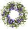 Spring Floral Wreaths for Front Door Summer Wreath with Purple Pansy Flowers Green Eucalyptus Leaves